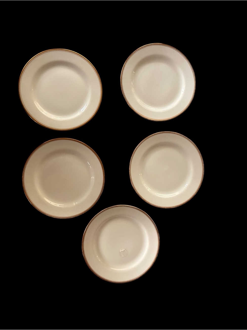 Limoges White Salad Plates with Gold Rim - Set of 5